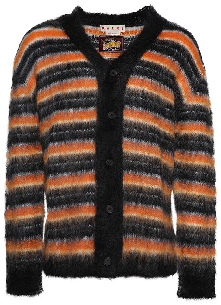 Marni Striped Mohair Cardigan Black