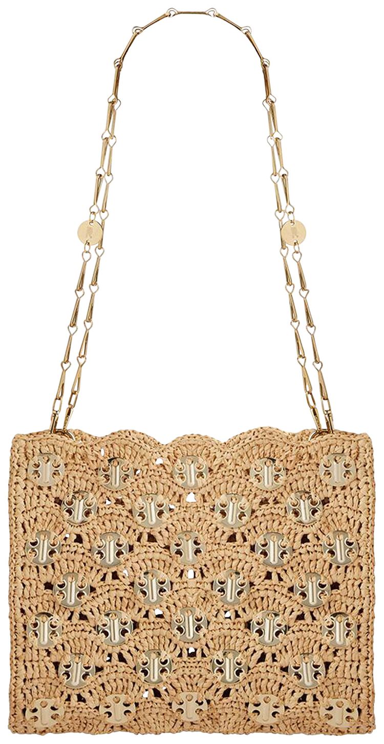 Rabanne Iconic 1969 Raphia Wave Bag NaturalLight Gold