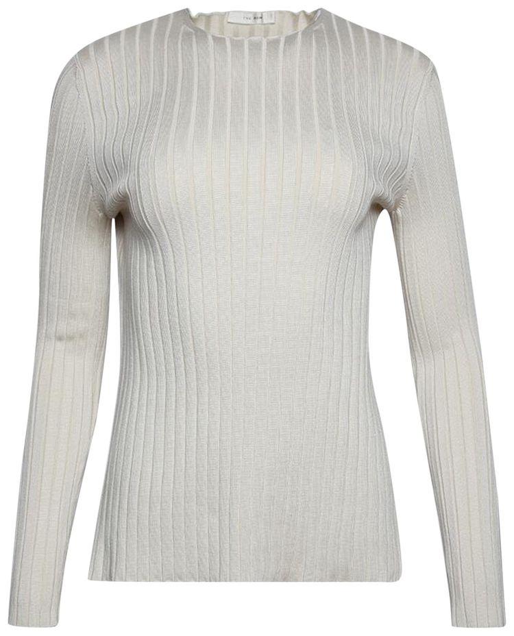 The Row Open Back Ribbed Silk Sweater Latte