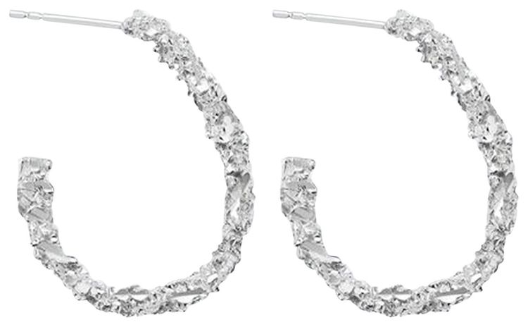 Veneda Carter VC003 Medium Open Hoop Earring Rhodium