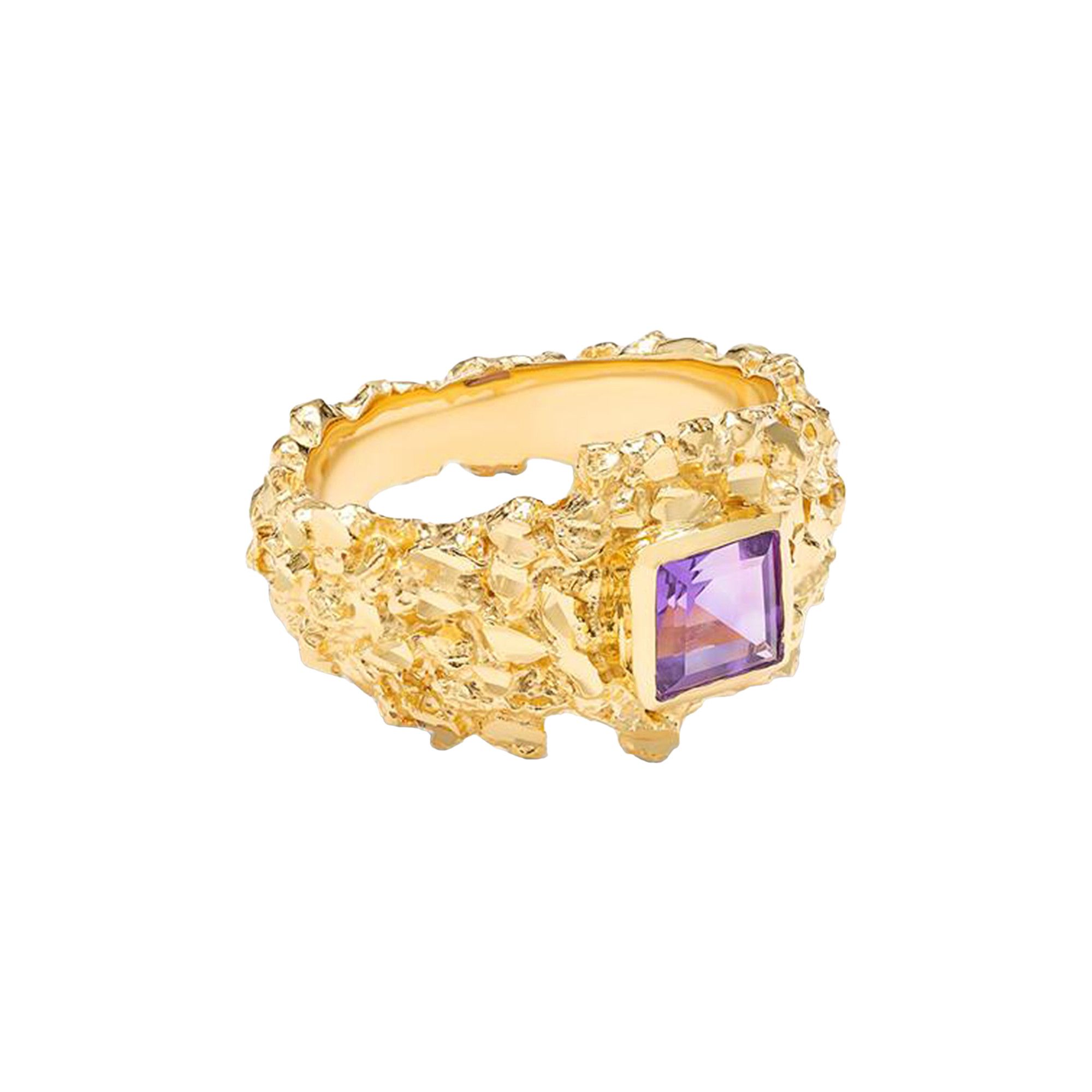 Buy Veneda Carter VC016 Hammered Gem Ring 'Gold' - 722151GAM