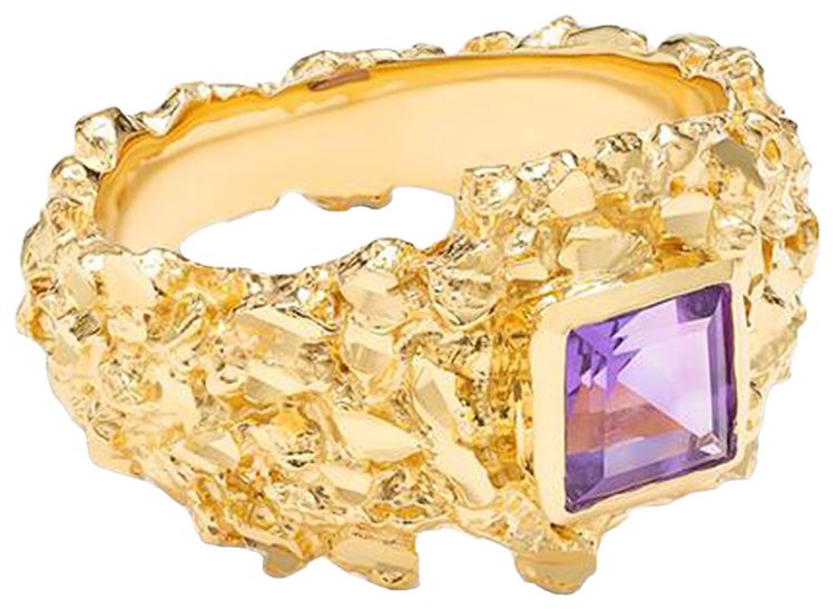 Veneda Carter VC016 Hammered Gem Ring Gold