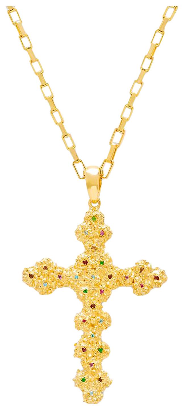 Veneda Carter VC020 Multi Gem Cross Necklace Gold