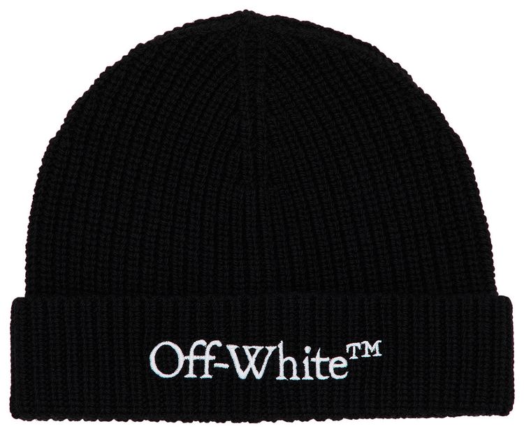 Off White Bookish Classic Knit Beanie BlackWhite