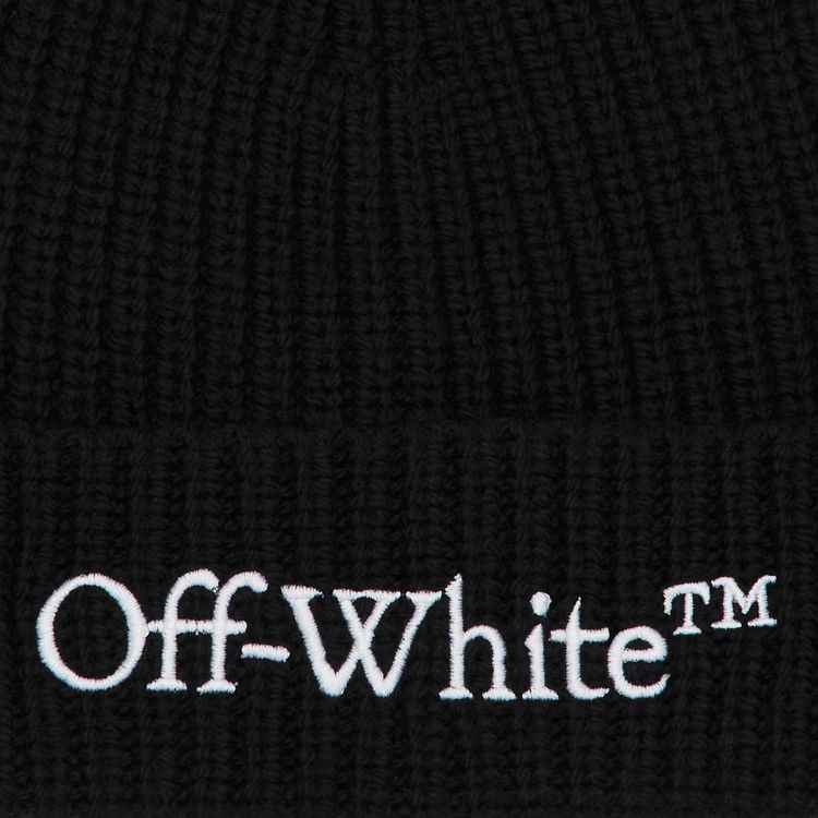 Off White Bookish Classic Knit Beanie BlackWhite