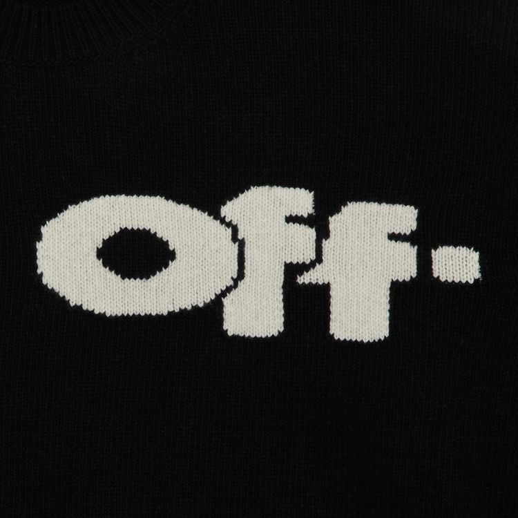 Off White Shared Logo Knit Crewneck BlackCream