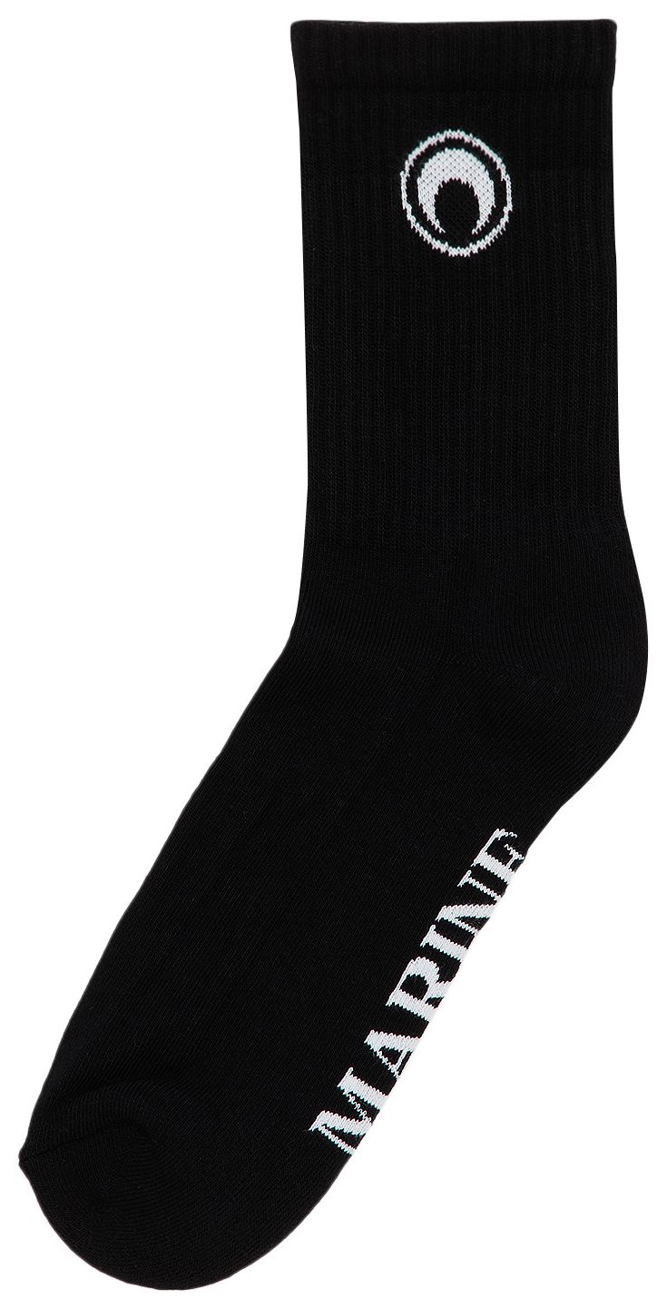 Marine Serre Moon Circle Ribbed Jersey Socks Black
