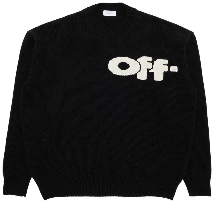 Off White Shared Logo Knit Crewneck BlackCream