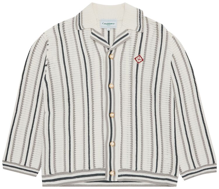 Casablanca Crochet Textured Shirt GreyWhite