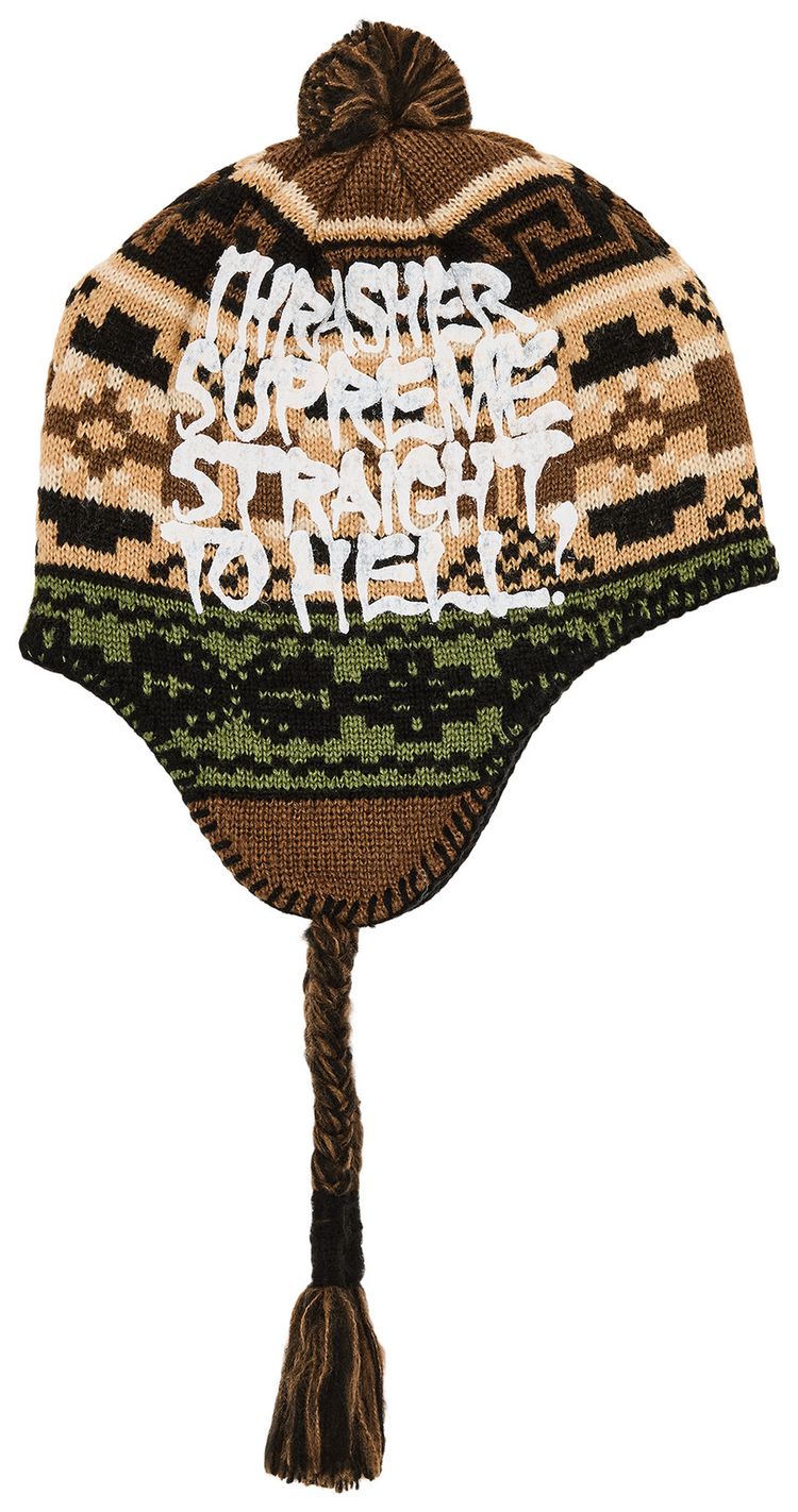 Supreme x Thrasher Earflip Beanie Brown