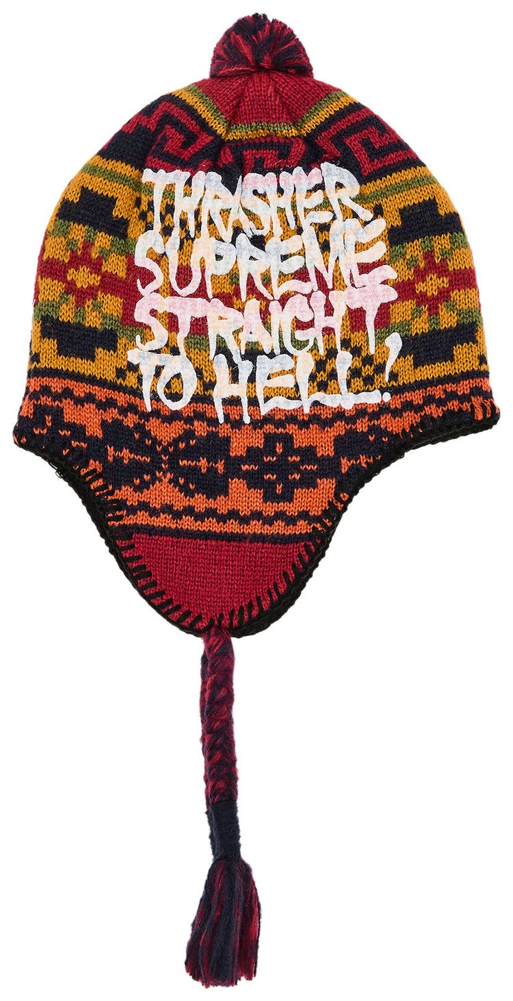Supreme x Thrasher Earflip Beanie Red