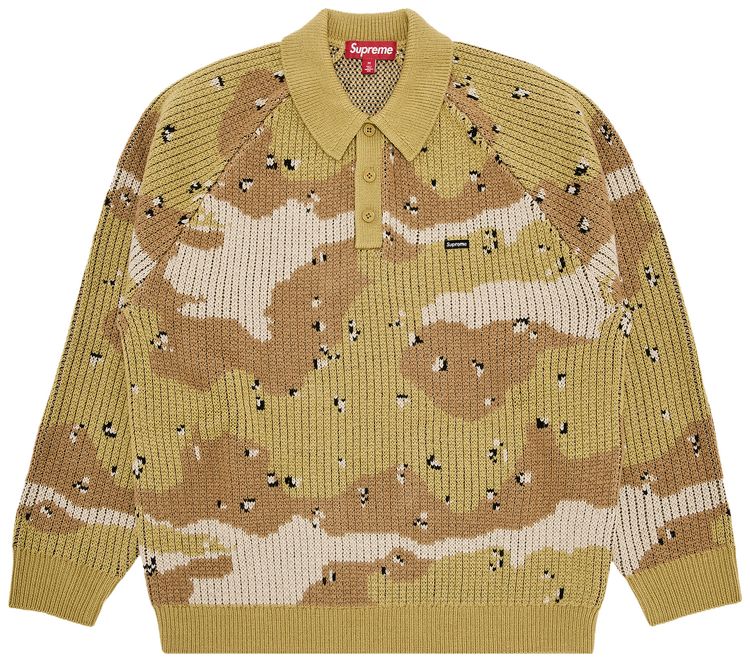 Supreme Small Box Polo Sweater Desert Camo