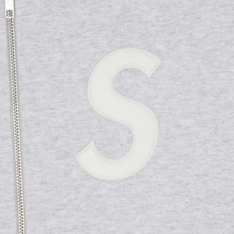 Supreme S Logo Zip Up Hooded Sweatshirt Ash Grey
