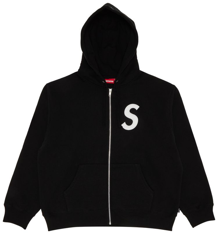 Supreme S Logo Zip Up Hooded Sweatshirt Black