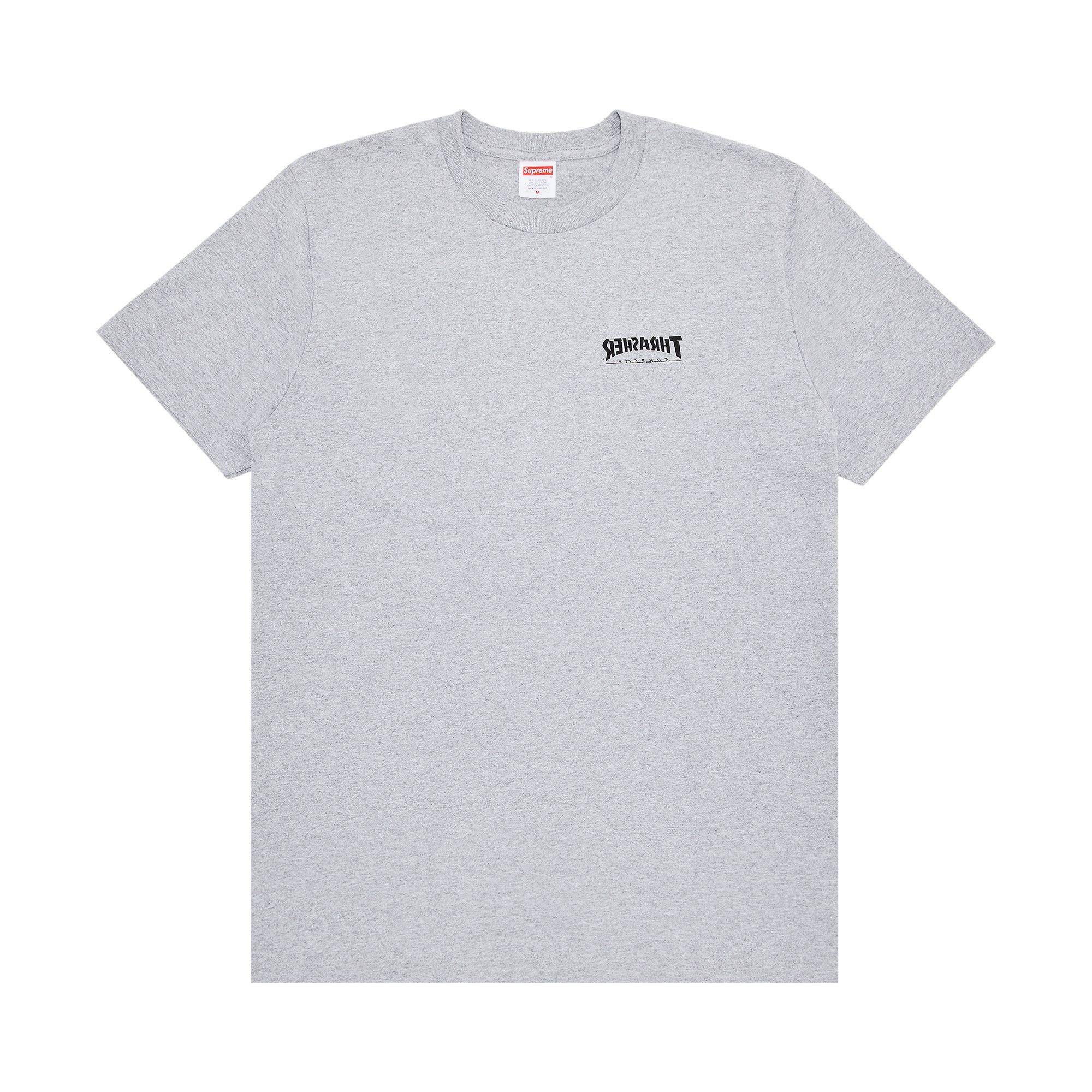 Size l Supreme x Thrasher Cross Tee 'Heather Grey'