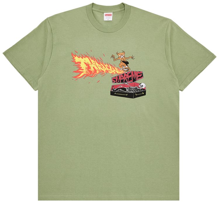 Supreme x Thrasher Back Tail Tee Light Olive
