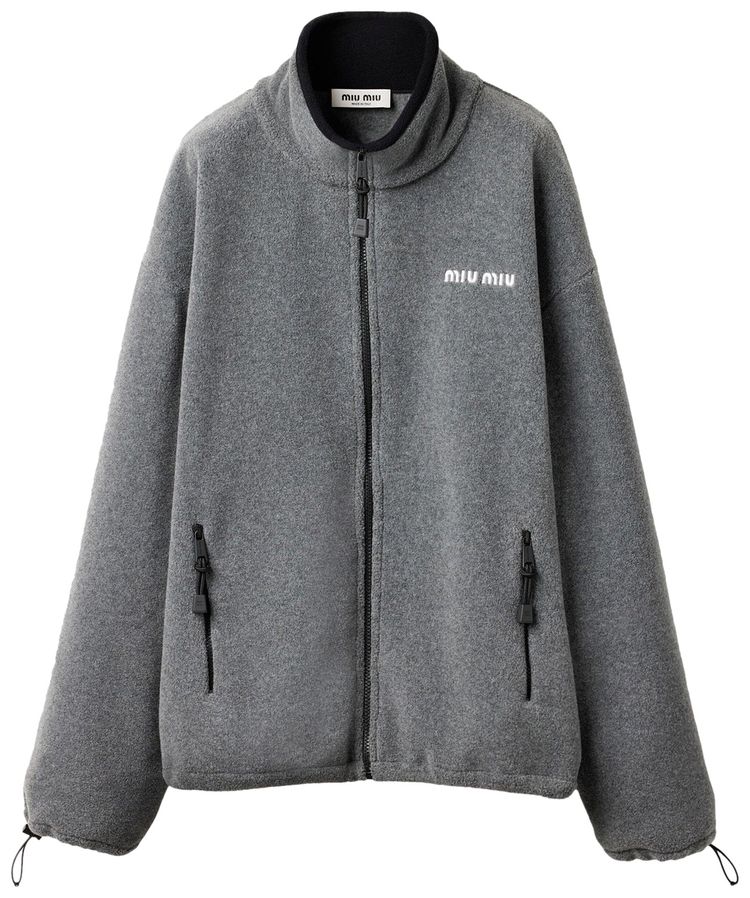Miu Miu Fleece Zip Sweatshirt Grey