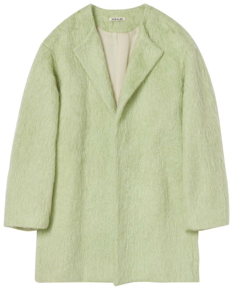 Auralee Brushed Mohair Shaggy Coat Light Khaki