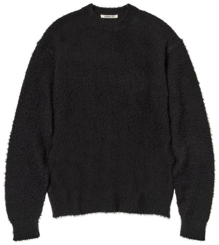 Auralee Brushed Wool Cashmere Silk Sweater Black