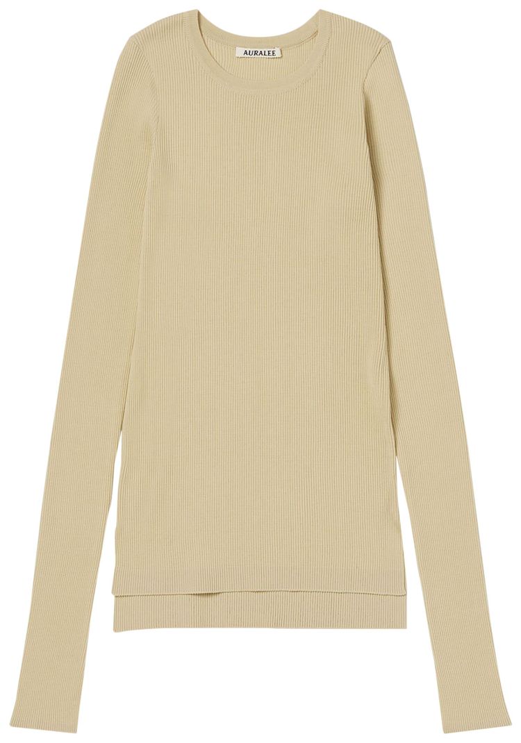Auralee Super Fine Wool High Gauge Rib Sweater Light Beige
