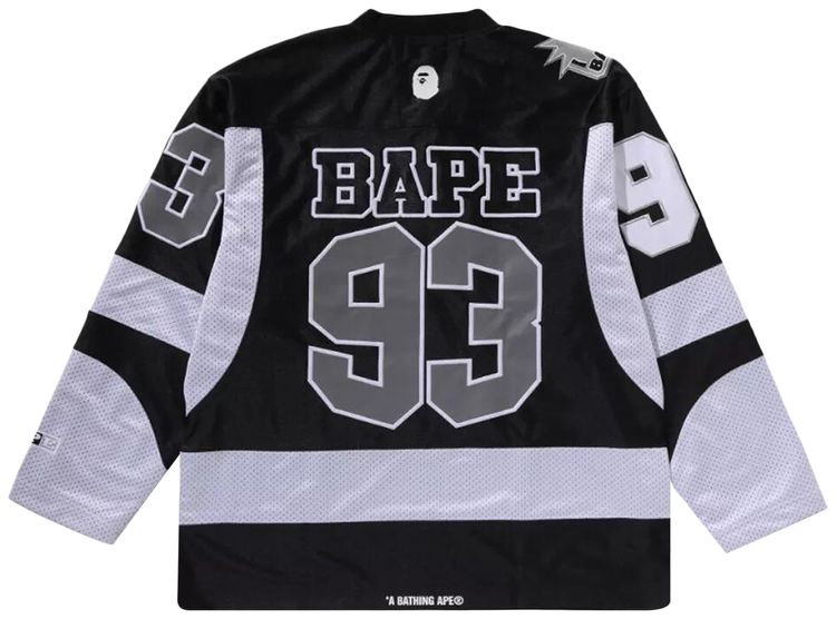 BAPE Multi Logo Relaxed Fit Long Sleeve Ice Hockey Jersey Black