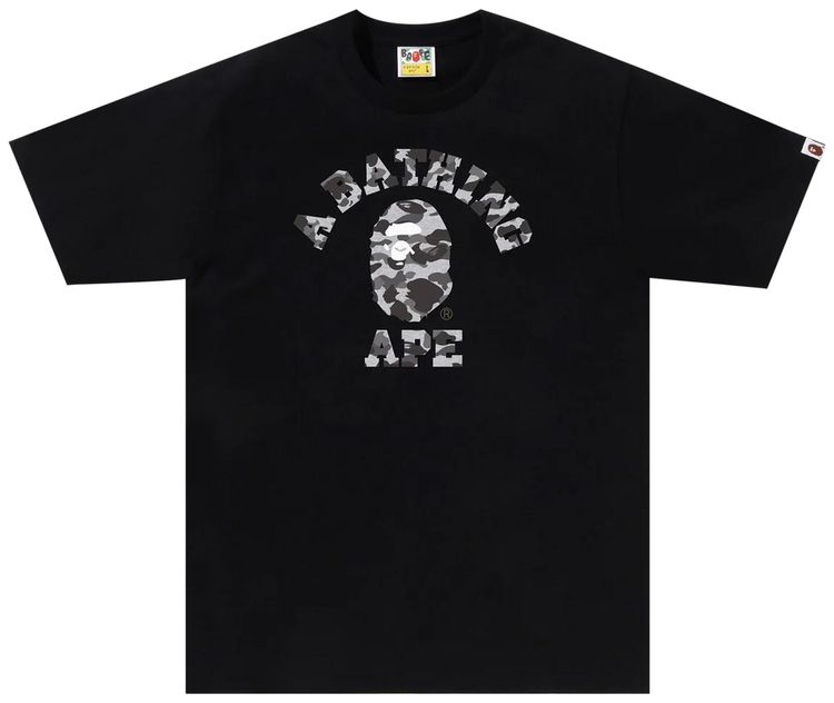 BAPE Heather Grey Camo College Tee Black