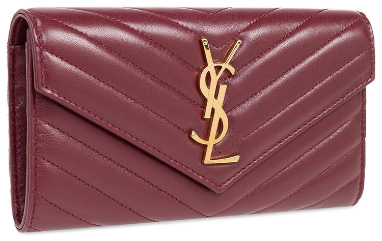 Saint Laurent Cassandre Matelasse Large Flap Wallet Rouge Merlot