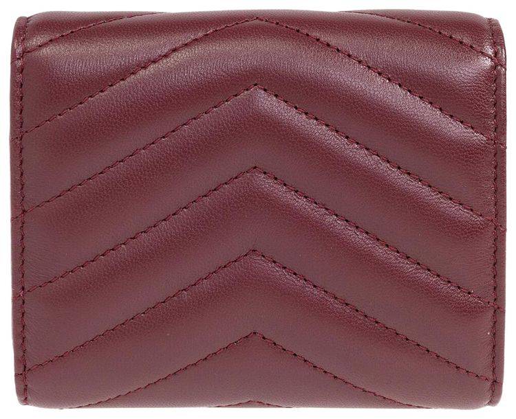 Saint Laurent Cassandre Matelasse Multi Fold Wallet Rouge Merlot