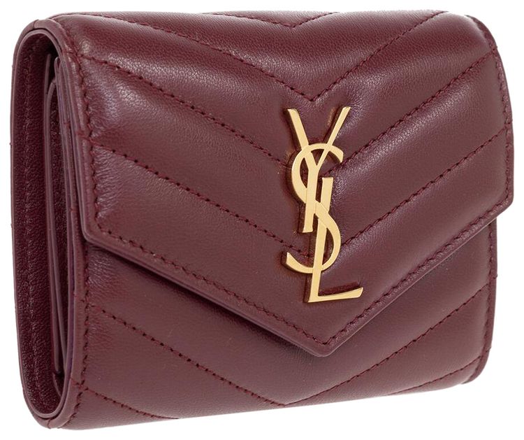 Saint Laurent Cassandre Matelasse Multi Fold Wallet Rouge Merlot