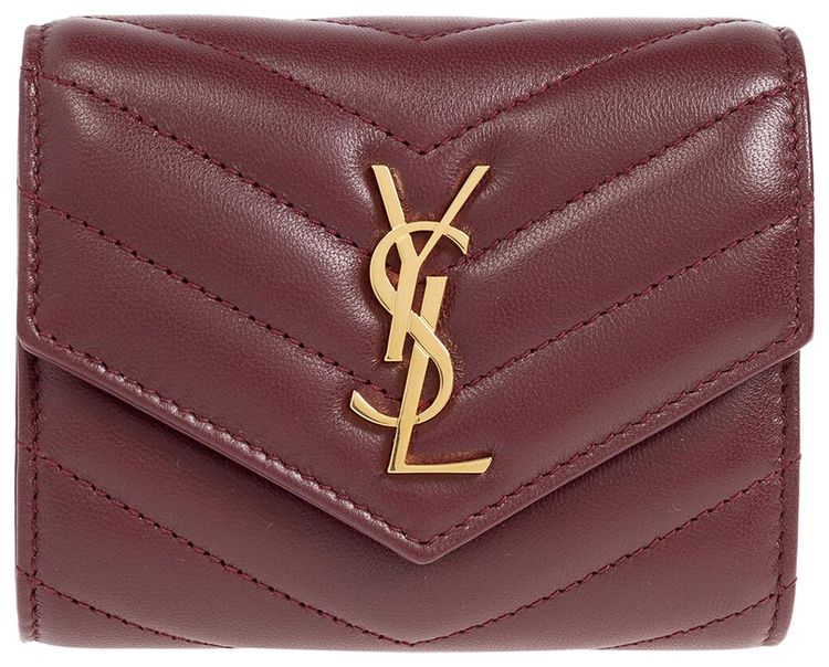 Saint Laurent Cassandre Matelasse Multi Fold Wallet Rouge Merlot