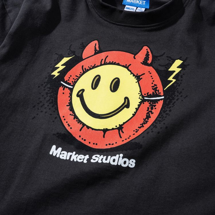 Market Smiley Masked T Shirt Washed Black