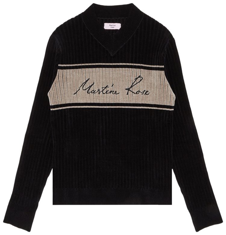 Martine Rose Chenille V Neck Jumper BlackBeige