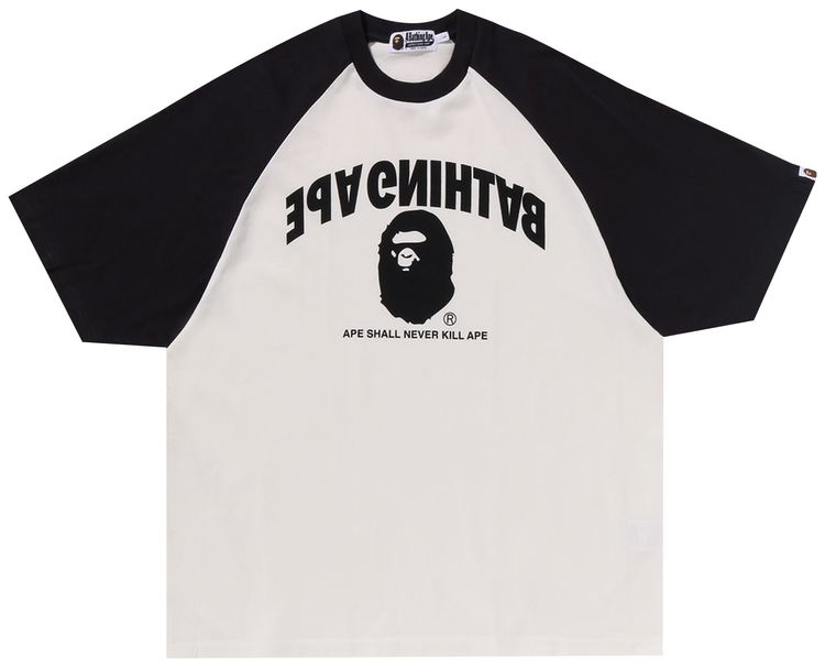 BAPE College Relaxed Fit Raglan Tee Ivory