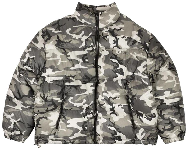CELINE Camo Short Down Jacket Grey