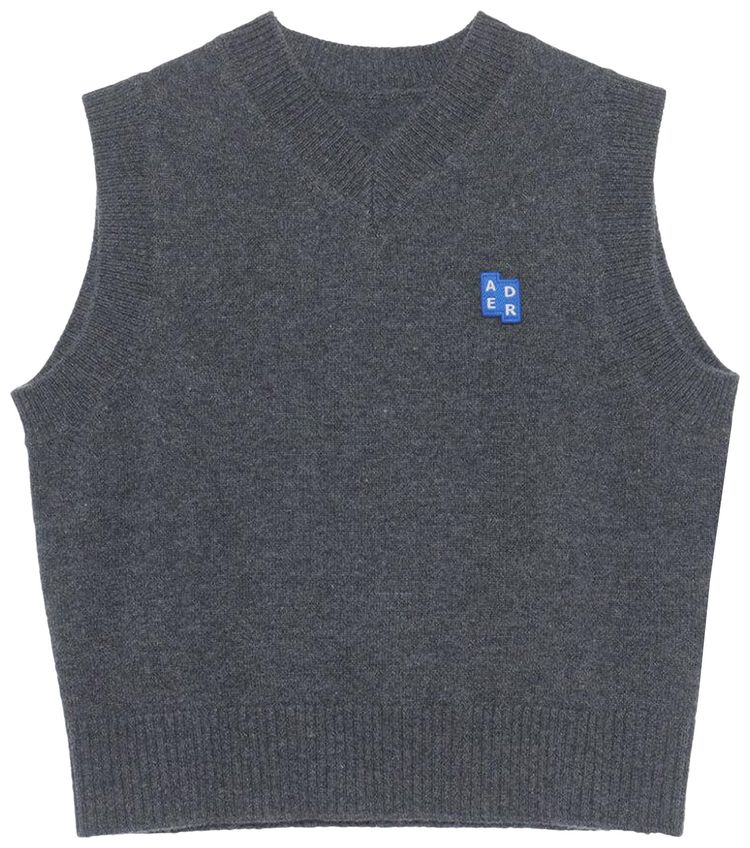 Ader Error V Neck Knitted Vest Charcoal