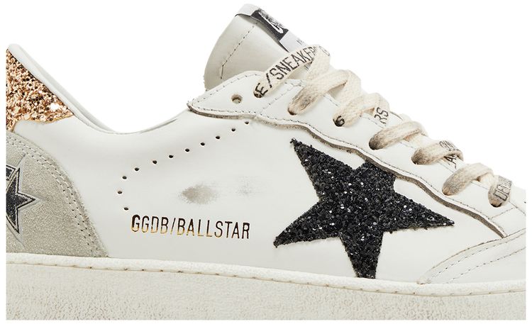 Golden Goose Wmns Ballstar White Black Gold Ice