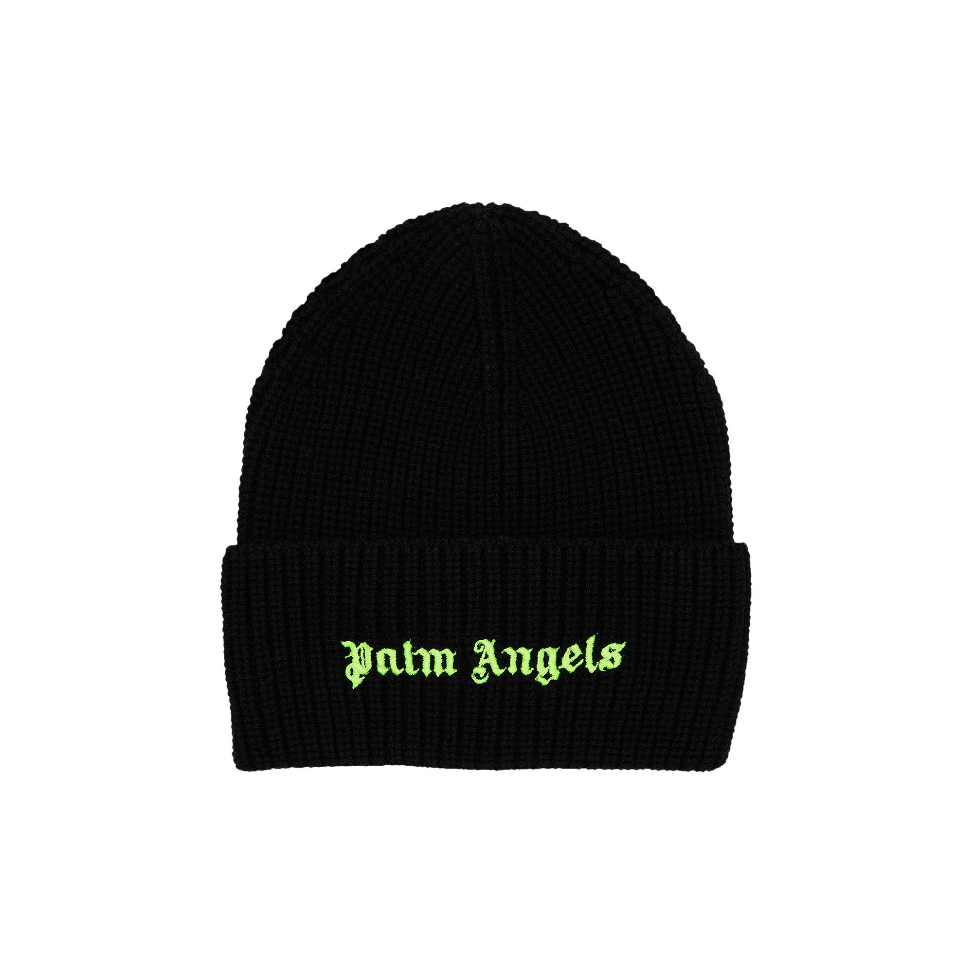 Buy Palm Angels Classic Logo Ribbed Beanie 'Black/Yellow