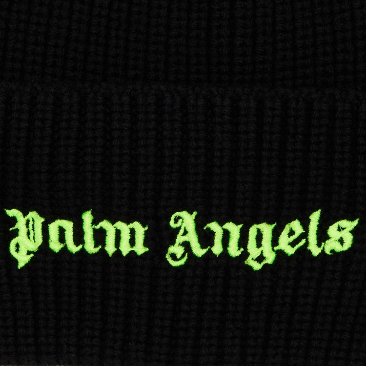 Palm Angels Classic Logo Ribbed Beanie BlackYellow