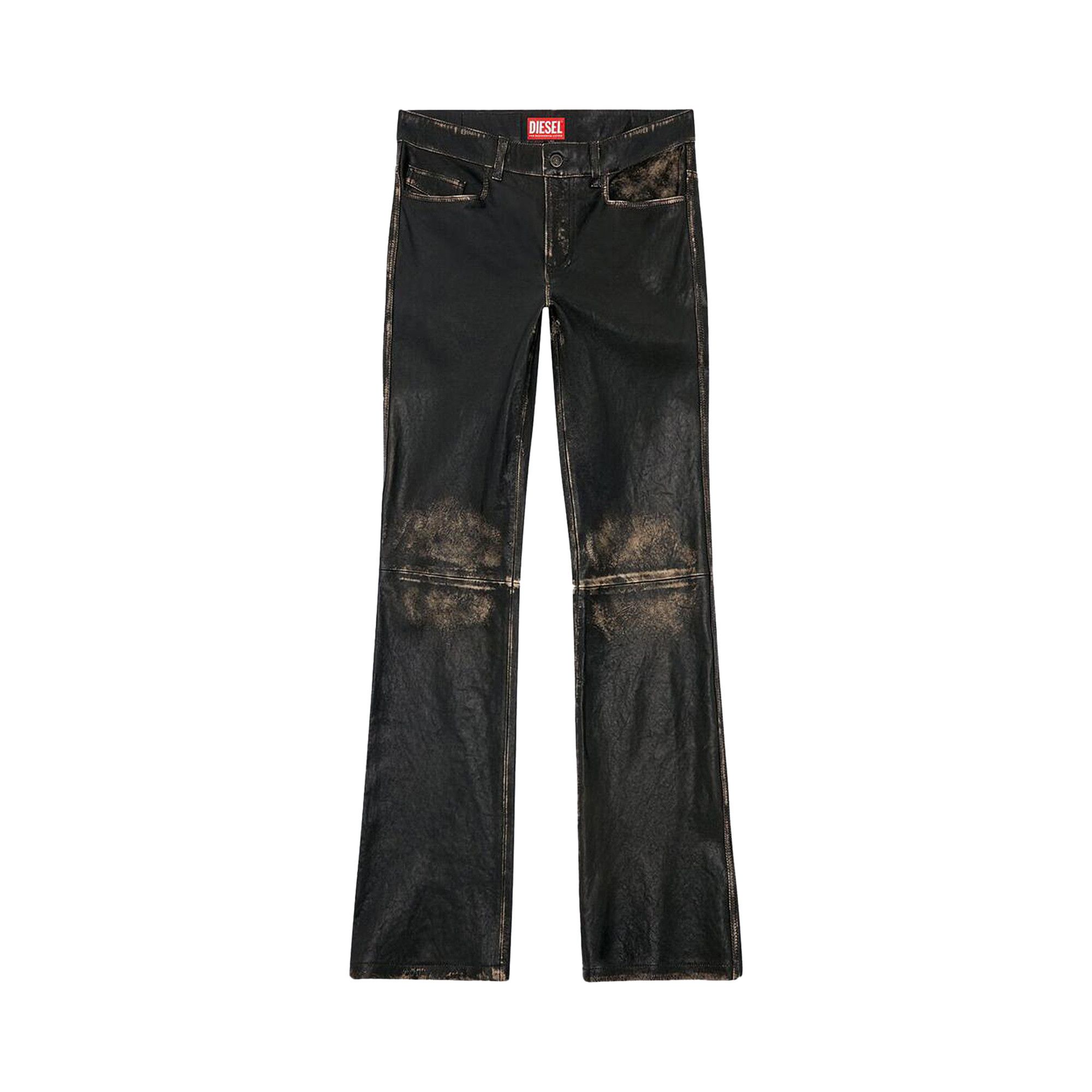 Buy Diesel P-Blixia Distressed Leather Pants 'Deep Black' - A14326