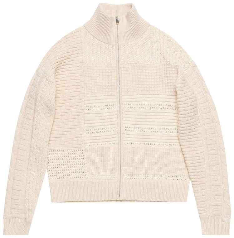 Acne Studios Patchwork Knit Cardigan Oatmeal Melange