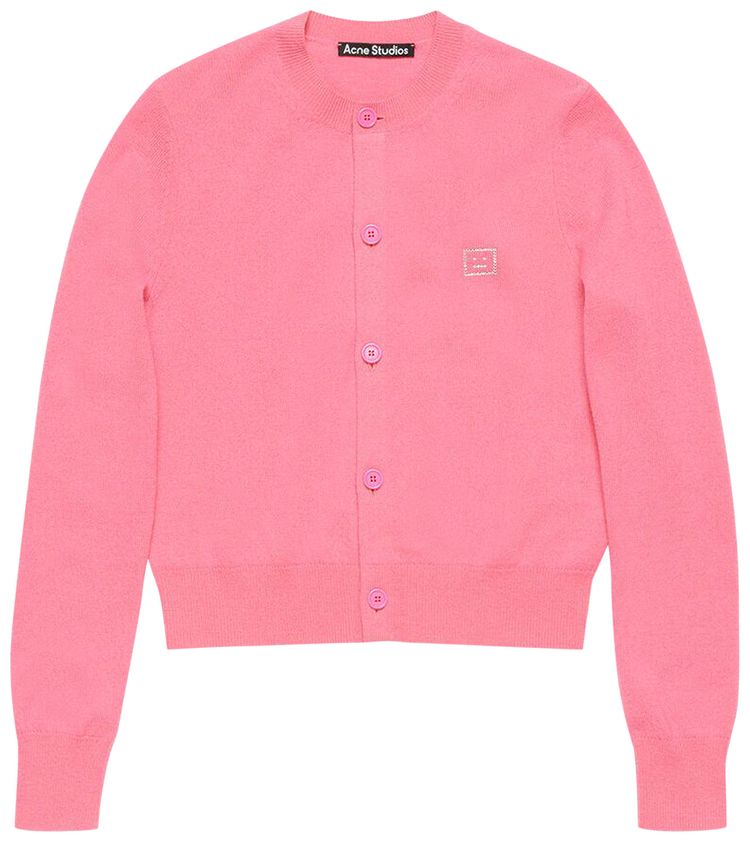 Acne Studios Embellished Face logo cardigan Tango Pink