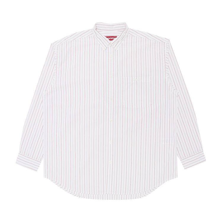 Supreme Loose Fit Stripe Shirt White