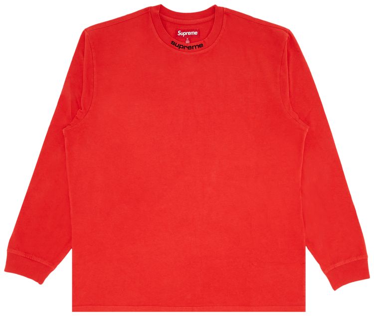 Supreme Embroidered Collar Long Sleeve Top Red