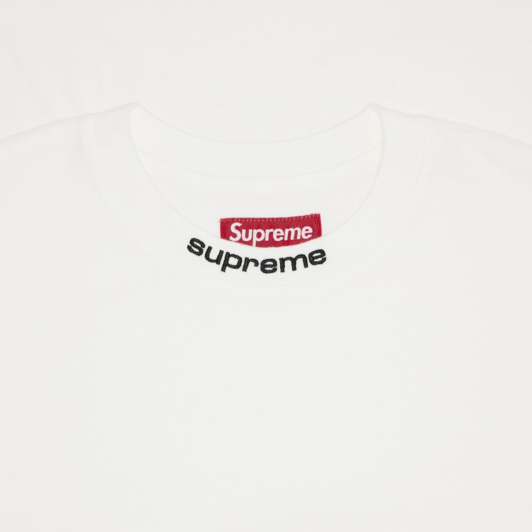 Supreme Embroidered Collar Long Sleeve Top White