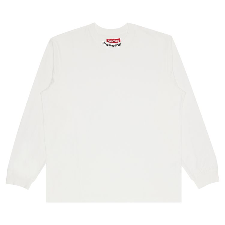Supreme Embroidered Collar Long Sleeve Top White