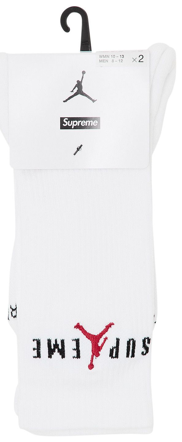 Supreme x Jordan Crew Socks 2 Pack White