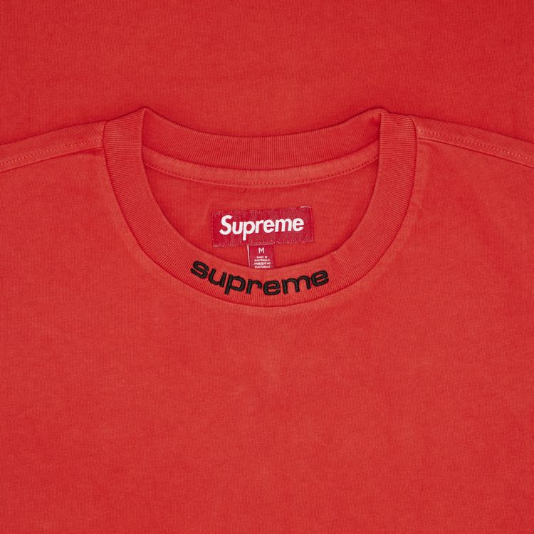 Supreme Embroidered Collar Long Sleeve Top Red