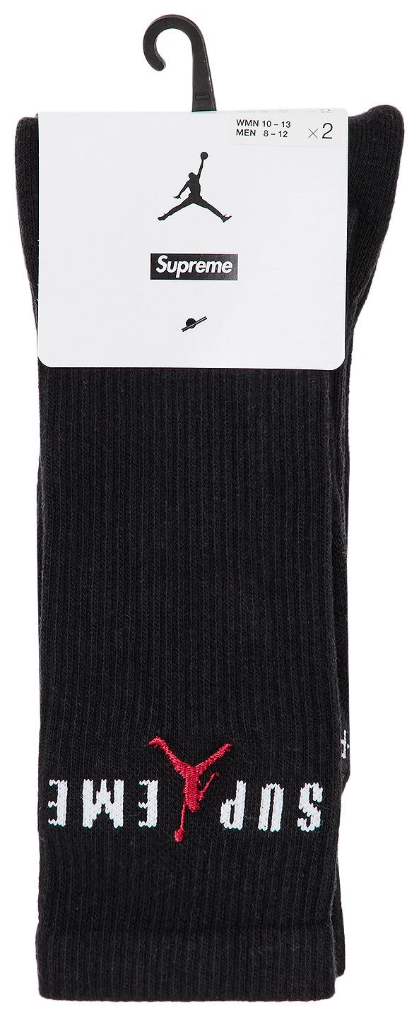 Supreme x Jordan Crew Socks 2 Pack Black