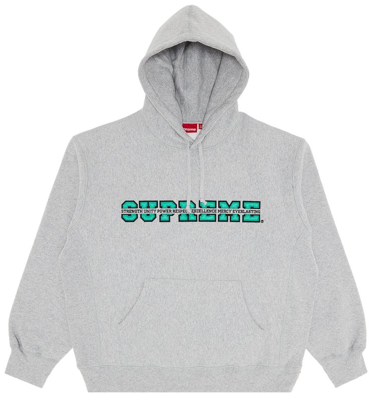 Supreme Collegiate Acronym Hooded Sweatshirt Heather Grey