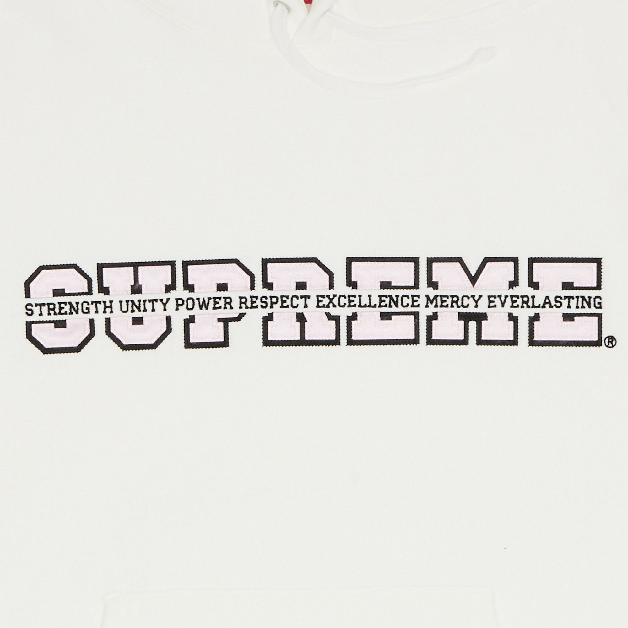 Buy Supreme Collegiate Acronym Hooded Sweatshirt 'White Buy Supreme Collegiate Acronym Hooded Sweatshirt 'White